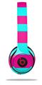 WraptorSkinz Skin Decal Wrap compatible with Beats Solo 2 and Solo 3 Wireless Headphones Psycho Stripes Neon Teal and Hot Pink (HEADPHONES NOT INCLUDED)