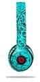WraptorSkinz Skin Decal Wrap compatible with Beats Solo 2 and Solo 3 Wireless Headphones Folder Doodles Neon Teal (HEADPHONES NOT INCLUDED)