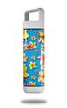 Skin Decal Wrap for Clean Bottle Square Titan Plastic 25oz Beach Flowers Blue Medium (BOTTLE NOT INCLUDED)