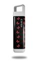 Skin Decal Wrap for Clean Bottle Square Titan Plastic 25oz Pastel Butterflies Red on Black (BOTTLE NOT INCLUDED)