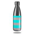 Skin Decal Wrap for RTIC Water Bottle 17oz Psycho Stripes Neon Teal and Gray (BOTTLE NOT INCLUDED)