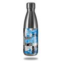 Skin Decal Wrap for RTIC Water Bottle 17oz Checker Skull Splatter Blue (BOTTLE NOT INCLUDED)