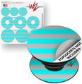 Decal Style Vinyl Skin Wrap 3 Pack for PopSockets Psycho Stripes Neon Teal and Gray (POPSOCKET NOT INCLUDED)