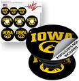 Decal Style Vinyl Skin Wrap 3 Pack for PopSockets Iowa Hawkeyes Tigerhawk Oval 01 Gold on Black (POPSOCKET NOT INCLUDED)