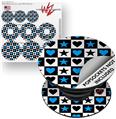 Decal Style Vinyl Skin Wrap 3 Pack for PopSockets Hearts And Stars Blue (POPSOCKET NOT INCLUDED)