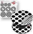 Decal Style Vinyl Skin Wrap 3 Pack for PopSockets Kearas Polka Dots White And Black (POPSOCKET NOT INCLUDED)