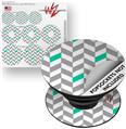Decal Style Vinyl Skin Wrap 3 Pack for PopSockets Chevrons Gray And Turquoise (POPSOCKET NOT INCLUDED)