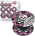 Decal Style Vinyl Skin Wrap 3 Pack for PopSockets Pink Bow Skull (POPSOCKET NOT INCLUDED)