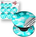 Decal Style Vinyl Skin Wrap 3 Pack for PopSockets Bokeh Squared Neon Teal (POPSOCKET NOT INCLUDED)