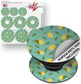 Decal Style Vinyl Skin Wrap 3 Pack for PopSockets Lemon Leaves Teal (POPSOCKET NOT INCLUDED)