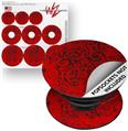 Decal Style Vinyl Skin Wrap 3 Pack for PopSockets Folder Doodles Red (POPSOCKET NOT INCLUDED)