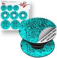 Decal Style Vinyl Skin Wrap 3 Pack for PopSockets Folder Doodles Neon Teal (POPSOCKET NOT INCLUDED)