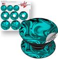 Decal Style Vinyl Skin Wrap 3 Pack compatible with PopSockets Liquid Metal Chrome Neon Teal (POPSOCKET NOT INCLUDED)