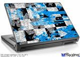 Laptop Skin (Large) - Checker Skull Splatter Blue