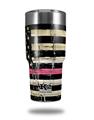 Skin Decal Wrap for K2 Element Tumbler 30oz - Painted Faded and Cracked Pink Line USA American Flag (TUMBLER NOT INCLUDED) by WraptorSkinz