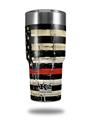 Skin Decal Wrap for K2 Element Tumbler 30oz - Painted Faded and Cracked Red Line USA American Flag (TUMBLER NOT INCLUDED) by WraptorSkinz