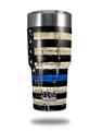 Skin Decal Wrap for K2 Element Tumbler 30oz - Painted Faded and Cracked Blue Line USA American Flag (TUMBLER NOT INCLUDED) by WraptorSkinz
