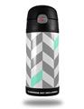 Skin Decal Wrap for Thermos Funtainer 12oz Bottle Chevrons Gray And Seafoam (BOTTLE NOT INCLUDED) by WraptorSkinz