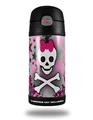 Skin Decal Wrap for Thermos Funtainer 12oz Bottle Princess Skull Heart Pink (BOTTLE NOT INCLUDED) by WraptorSkinz