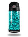 Skin Decal Wrap for Thermos Funtainer 12oz Bottle Skull Patch Pattern Blue (BOTTLE NOT INCLUDED) by WraptorSkinz