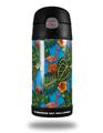 Skin Decal Wrap for Thermos Funtainer 12oz Bottle Famingos and Flowers Blue Medium (BOTTLE NOT INCLUDED) by WraptorSkinz