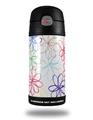 Skin Decal Wrap for Thermos Funtainer 12oz Bottle Kearas Flowers on White (BOTTLE NOT INCLUDED) by WraptorSkinz