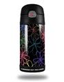 Skin Decal Wrap for Thermos Funtainer 12oz Bottle Kearas Flowers on Black (BOTTLE NOT INCLUDED) by WraptorSkinz