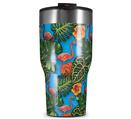 WraptorSkinz Skin Wrap compatible with 2017 and newer RTIC Tumblers 30oz Famingos and Flowers Blue Medium (TUMBLER NOT INCLUDED)