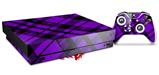 Skin Wrap for XBOX One X Console and Controller Purple Plaid