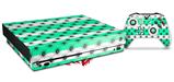 Skin Wrap for XBOX One X Console and Controller Kearas Daisies Stripe Sea Foam