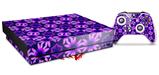 Skin Wrap for XBOX One X Console and Controller Daisies Purple