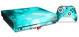 Skin Wrap for XBOX One X Console and Controller Bokeh Hex Neon Teal
