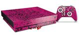 Skin Wrap for XBOX One X Console and Controller Folder Doodles Fuchsia