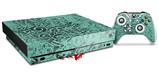 Skin Wrap for XBOX One X Console and Controller Folder Doodles Seafoam Green