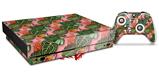 Skin Wrap for XBOX One X Console and Controller Famingos and Flowers Pink