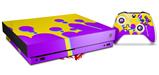 Skin Wrap for XBOX One X Console and Controller Drip Purple Yellow Teal