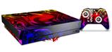 Skin Wrap compatible with XBOX One X Console and Controller Liquid Metal Chrome Flame Hot