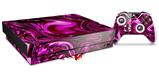 Skin Wrap compatible with XBOX One X Console and Controller Liquid Metal Chrome Hot Pink Fuchsia