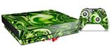 Skin Wrap compatible with XBOX One X Console and Controller Liquid Metal Chrome Neon Green