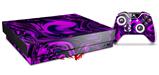 Skin Wrap compatible with XBOX One X Console and Controller Liquid Metal Chrome Purple