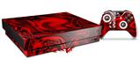 Skin Wrap compatible with XBOX One X Console and Controller Liquid Metal Chrome Red