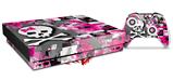 Skin Wrap for XBOX One X Console and Controller Girly Pink Bow Skull