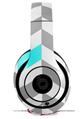 WraptorSkinz Skin Decal Wrap compatible with Beats Studio 2 and 3 Wired and Wireless Headphones Chevrons Gray And Aqua Skin Only (HEADPHONES NOT INCLUDED)