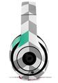 WraptorSkinz Skin Decal Wrap compatible with Beats Studio 2 and 3 Wired and Wireless Headphones Chevrons Gray And Turquoise Skin Only (HEADPHONES NOT INCLUDED)