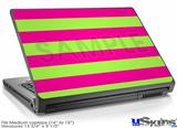 Laptop Skin (Medium) - Psycho Stripes Neon Green and Hot Pink