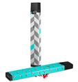 Skin Decal Wrap 2 Pack for Juul Vapes Chevrons Gray And Aqua JUUL NOT INCLUDED