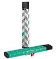 Skin Decal Wrap 2 Pack for Juul Vapes Chevrons Gray And Turquoise JUUL NOT INCLUDED
