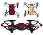Skin Decal Wrap 2 Pack for DJI Ryze Tello Drone Kearas Polka Dots Pink On Black DRONE NOT INCLUDED