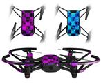 Skin Decal Wrap 2 Pack for DJI Ryze Tello Drone Purple Star Checkerboard DRONE NOT INCLUDED