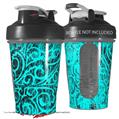 Decal Style Skin Wrap works with Blender Bottle 20oz Folder Doodles Neon Teal (BOTTLE NOT INCLUDED)